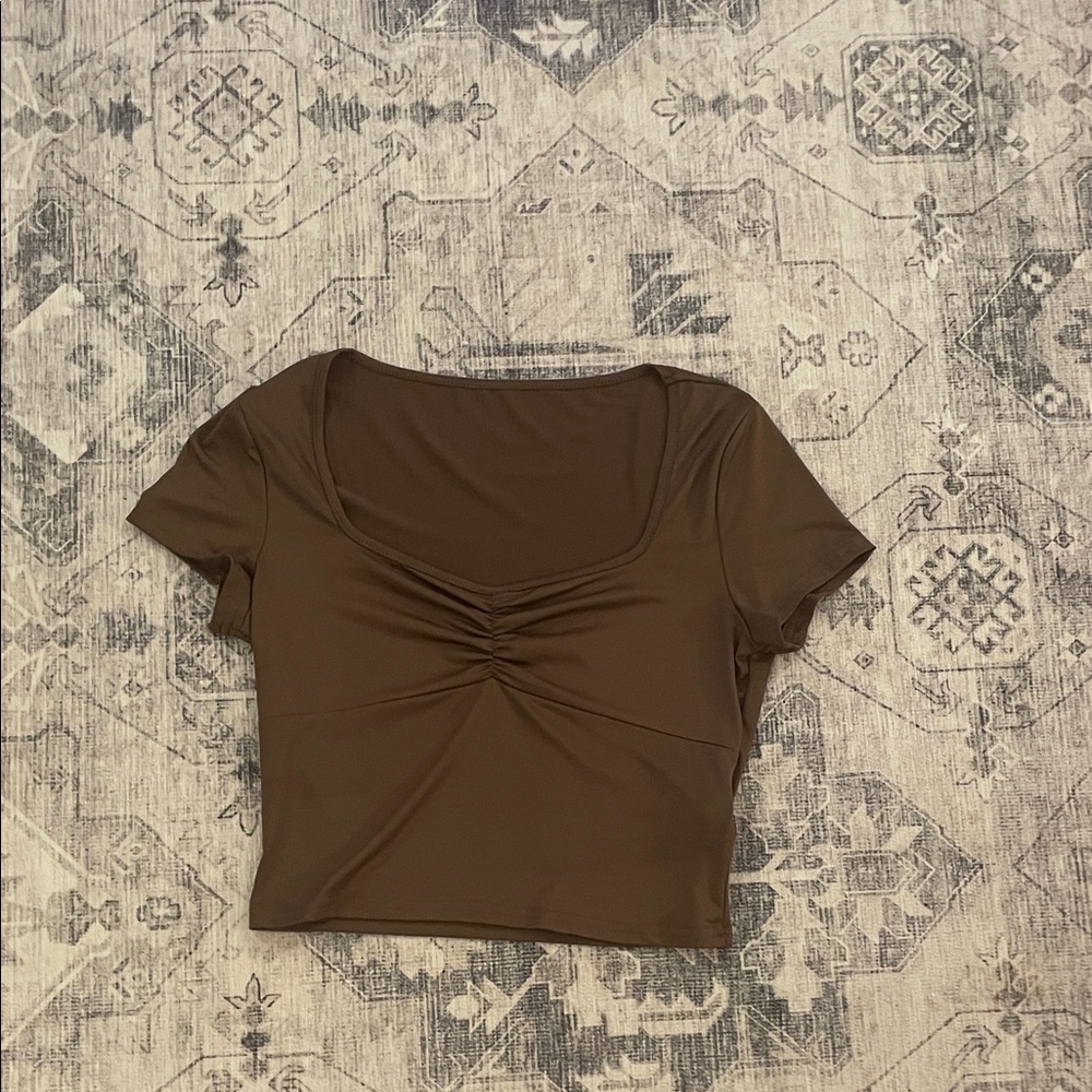 SHEIN Brown Ruched Crop Top
